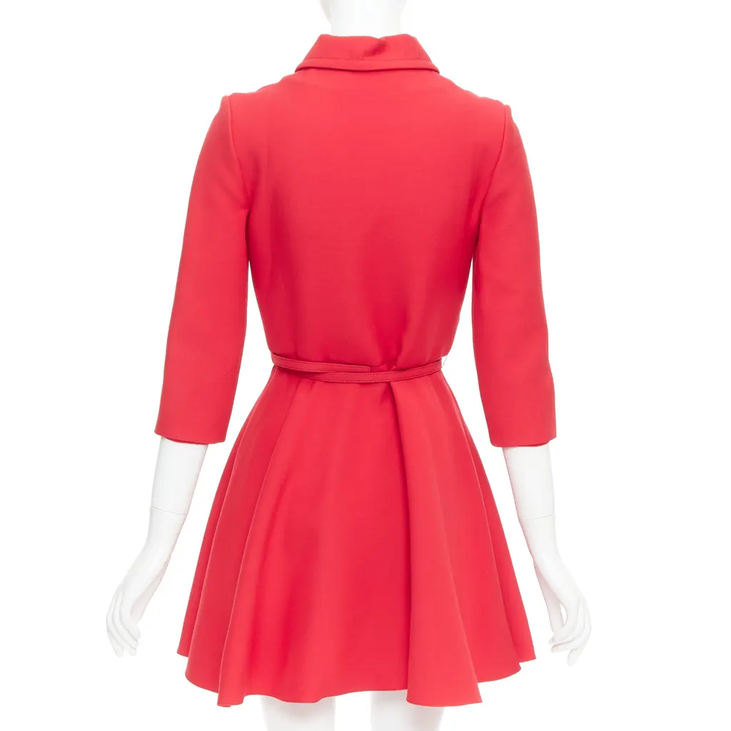 Dior Half Zip Flare Dress Red Wool Very good - Box View