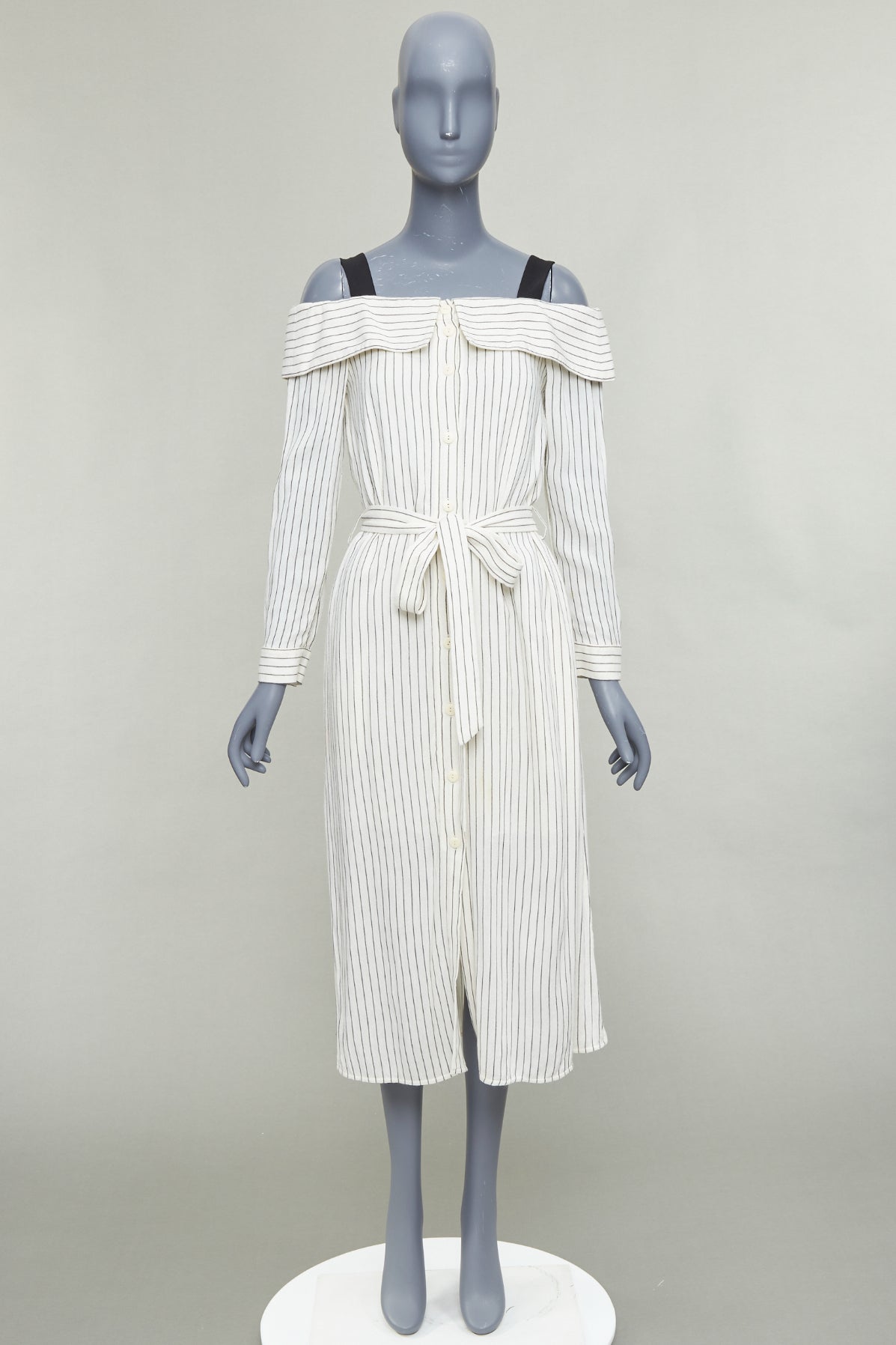 Tibi Pinstriped Tie Dress - Image 11