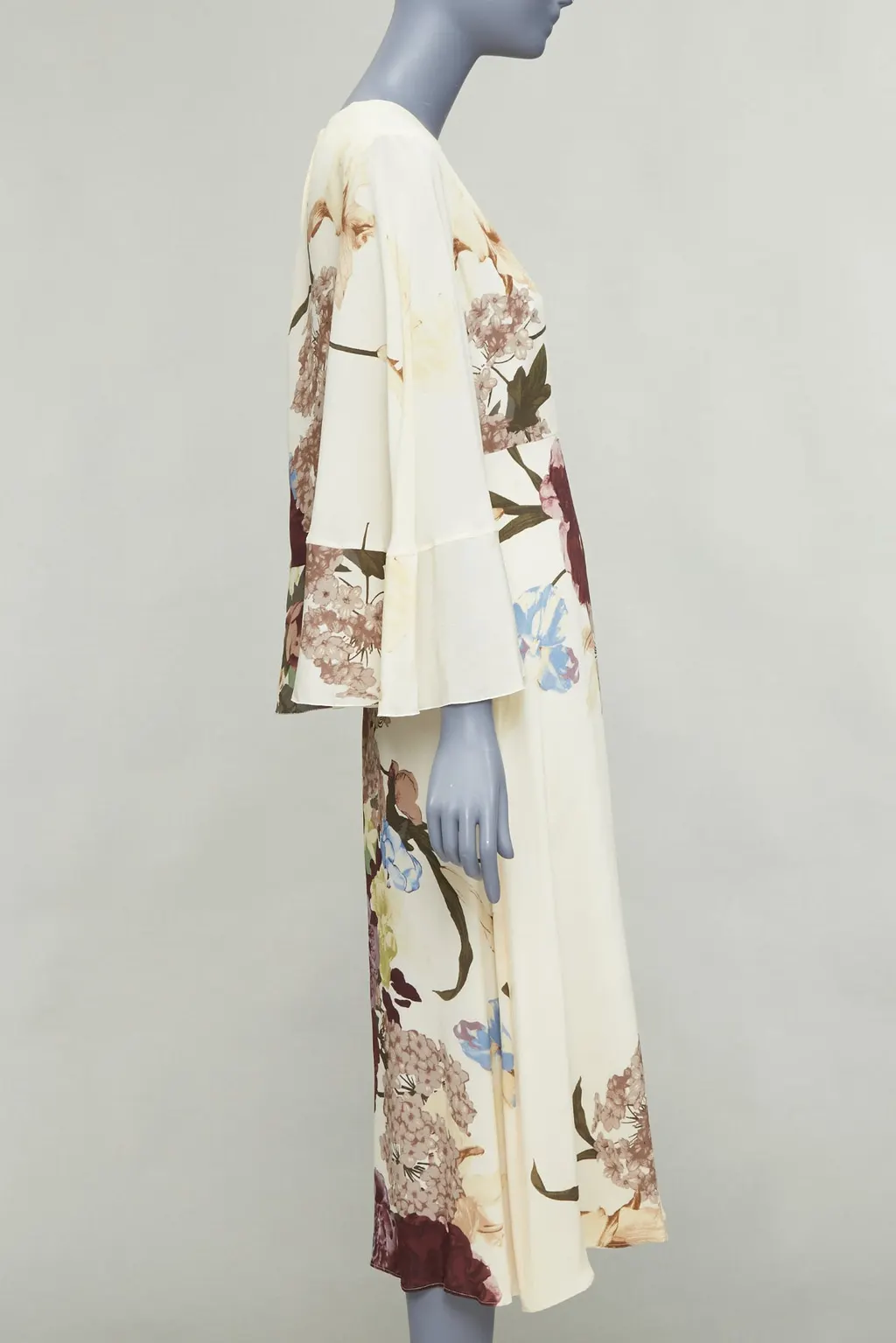 Valentino Cape Ruffle Dress Beige Silk Fair - Model View