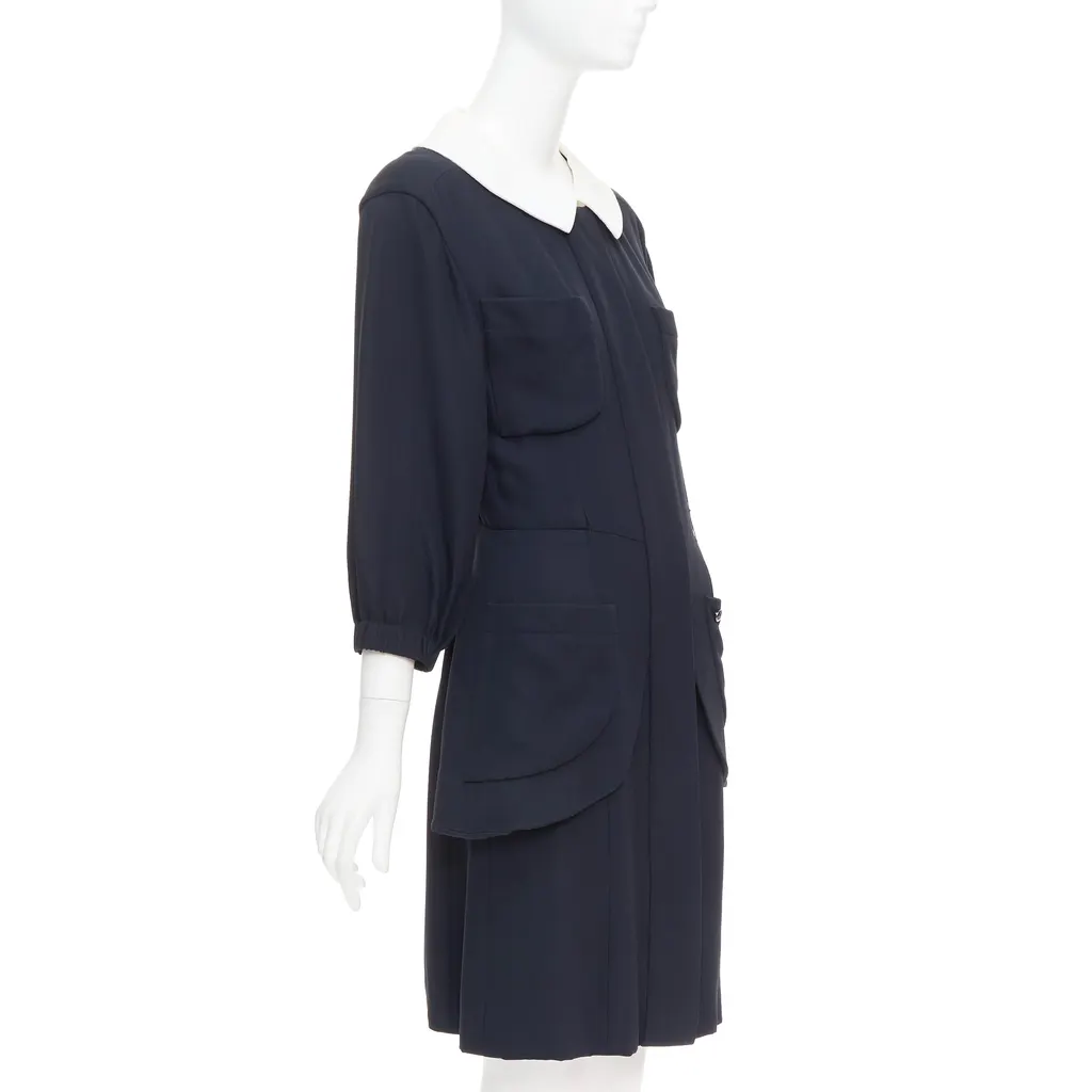 Chanel Collar Trompe Dress Black Silk Very good - Inside View