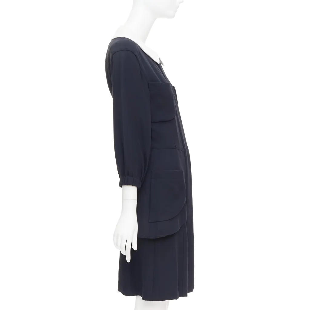 Chanel Collar Trompe Dress Black Silk Very good - Model View