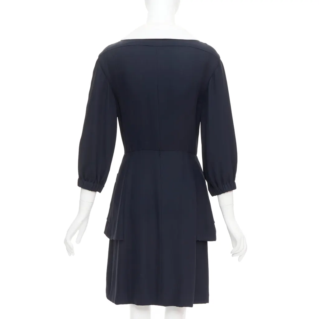 Chanel Collar Trompe Dress Black Silk Very good - Box View