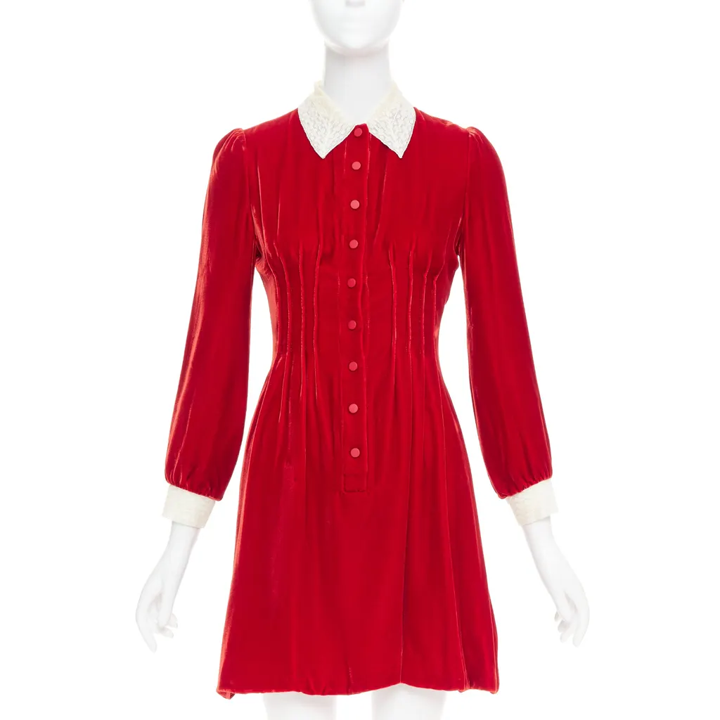 Dior Crushed Velvet Dress Red Viscose Very good - Front View
