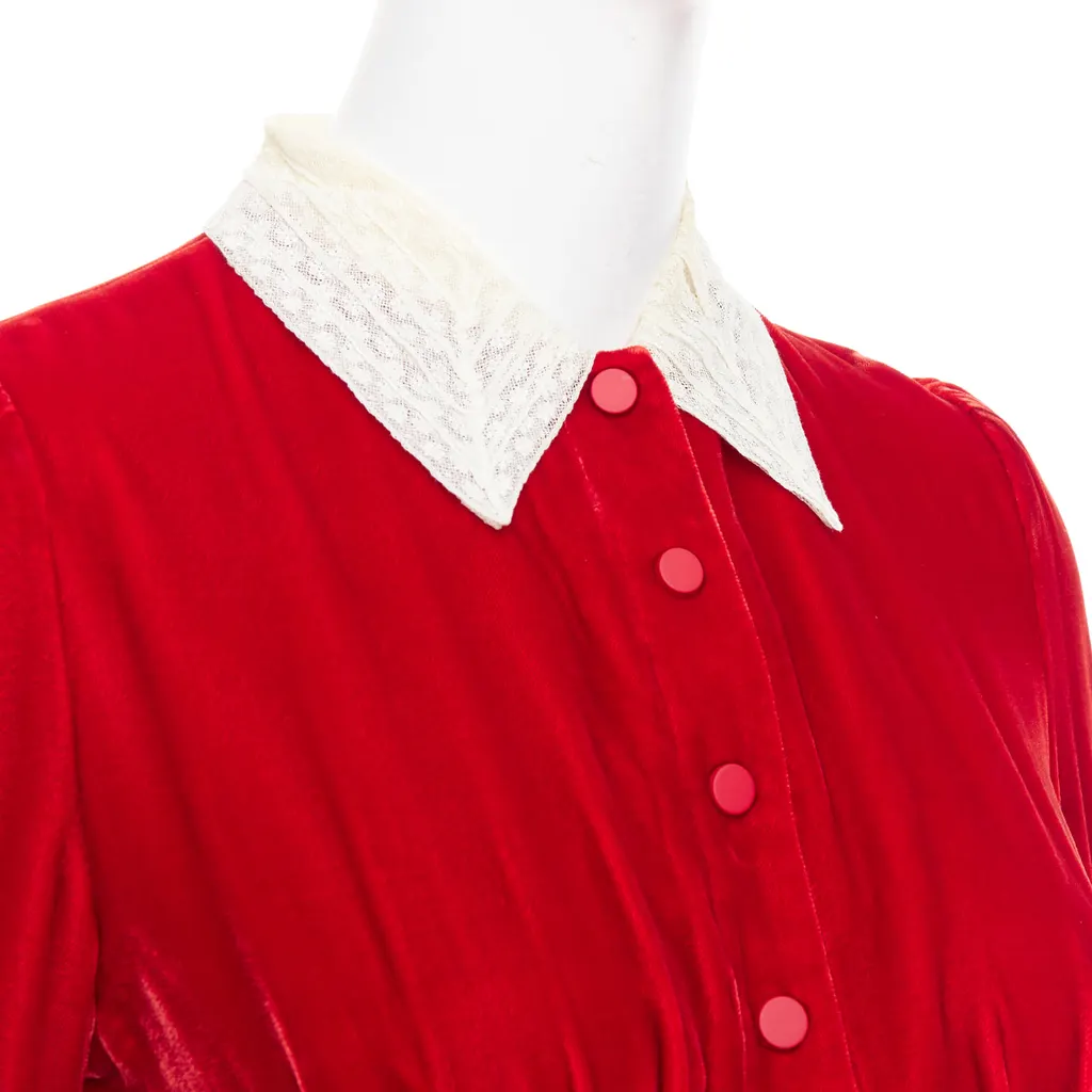 Dior Crushed Velvet Dress Red Viscose Very good - Back View