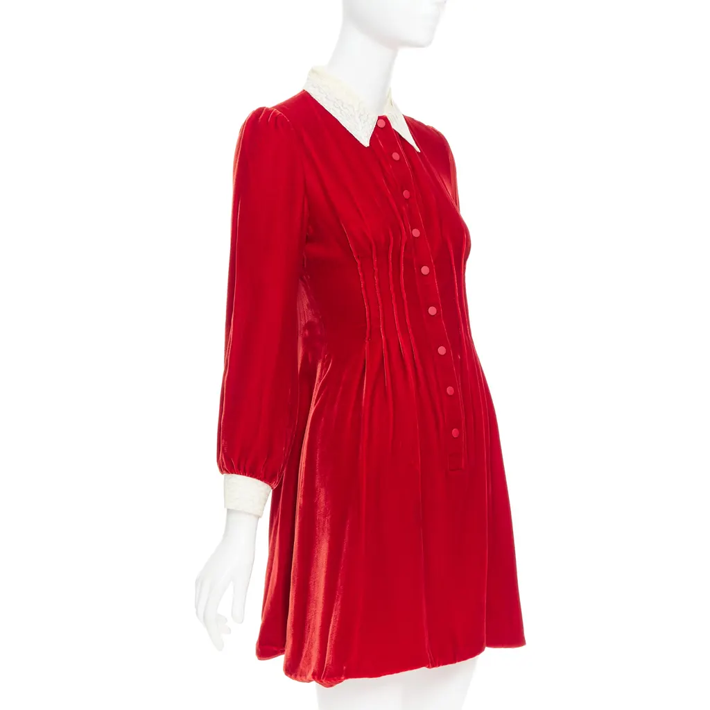 Dior Crushed Velvet Dress Red Viscose Very good - Inside View