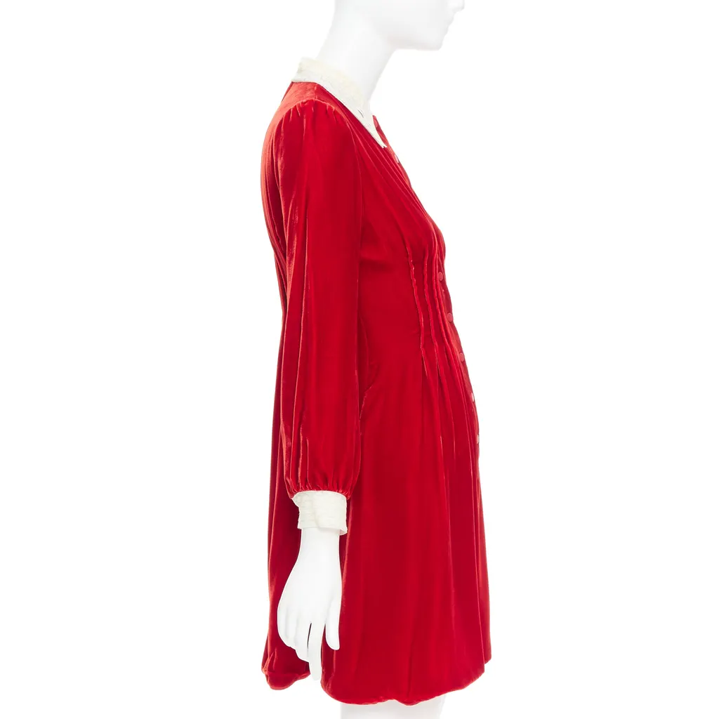Dior Crushed Velvet Dress Red Viscose Very good - Model View