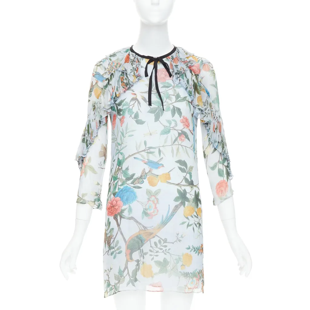 Gucci Tian Print Blue Silk Fair - Front View