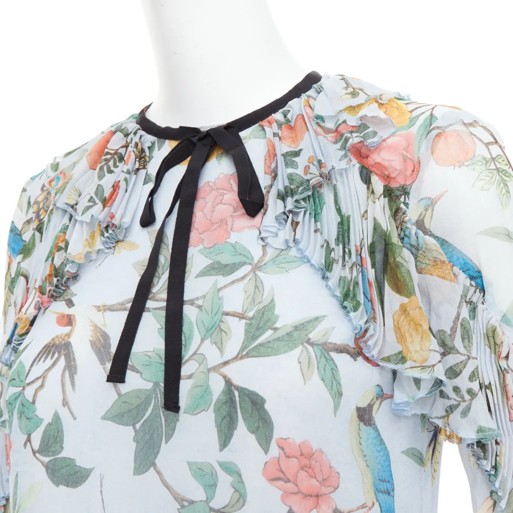 Gucci Tian Print Blue Silk Fair - Back View