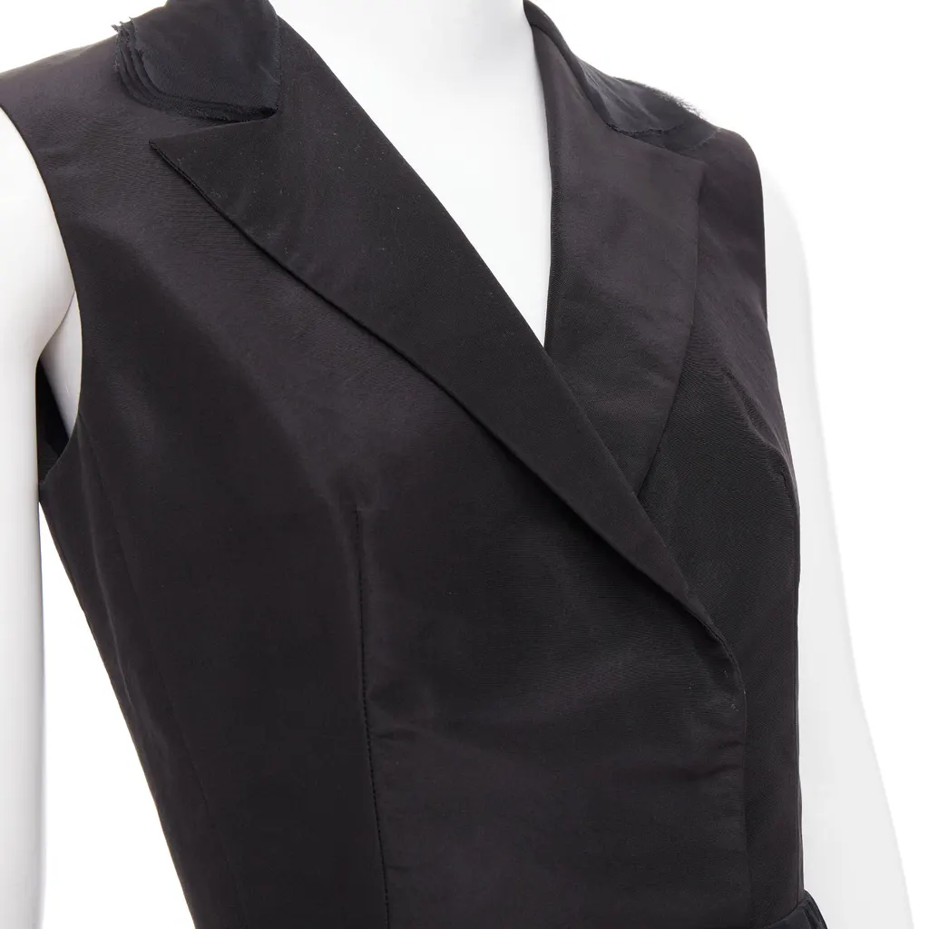 Oscar De La Renta Tiered Puff Dress Black Silk Good - Back View