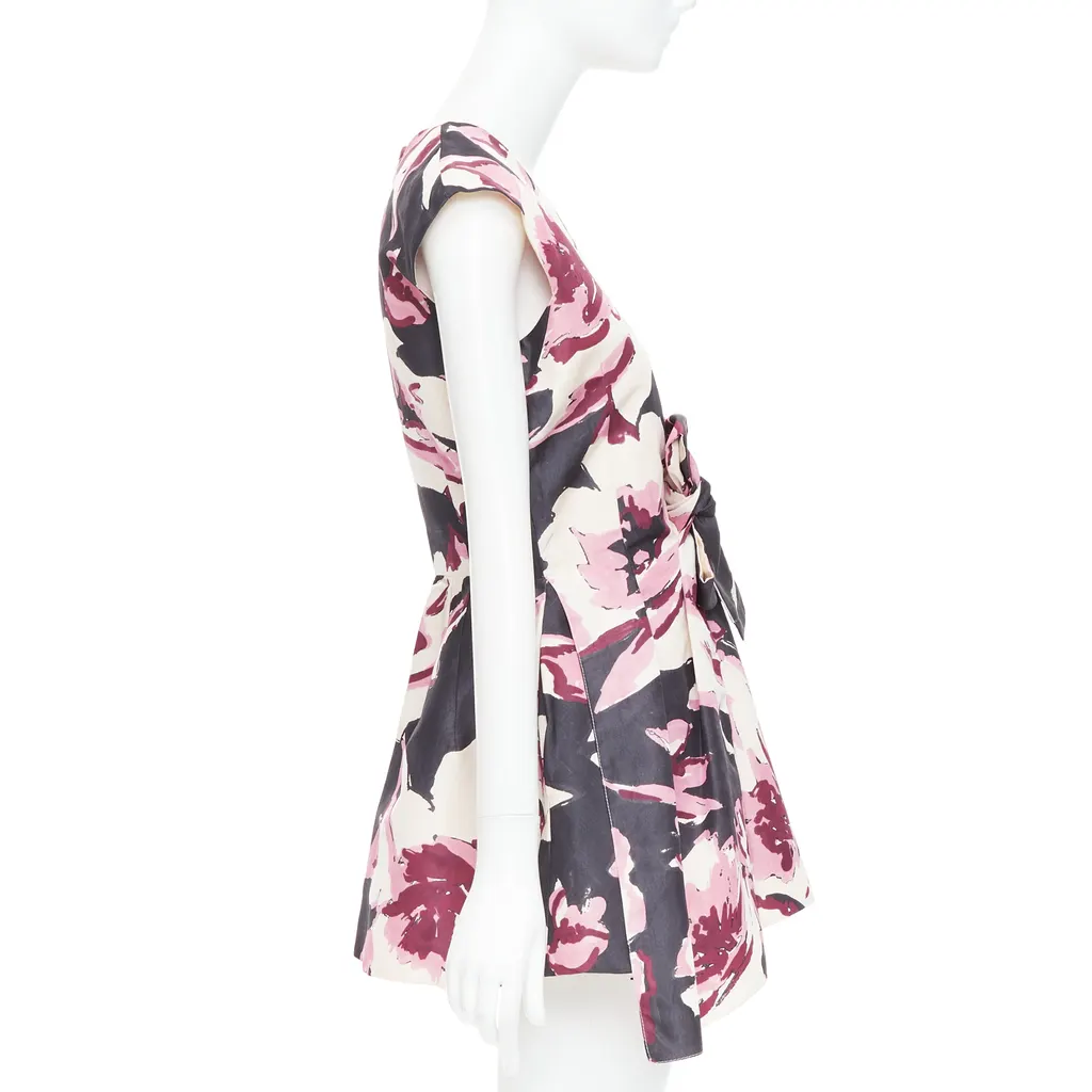 Dior Floral Tie Dress Beige Silk Fair - Model View