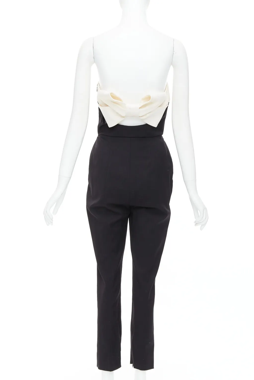Valentino Bow Strapless Jumpsuit Black Wool Good - Front View