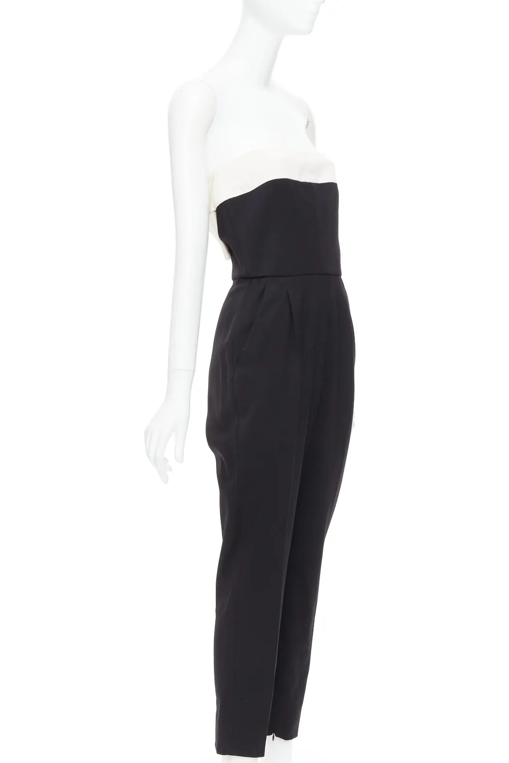 Valentino Bow Strapless Jumpsuit Black Wool Good - Inside View