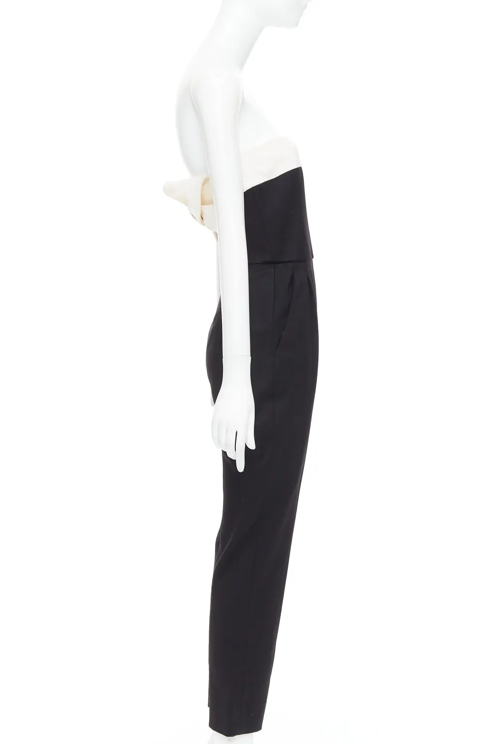 Valentino Bow Strapless Jumpsuit Black Wool Good - Model View