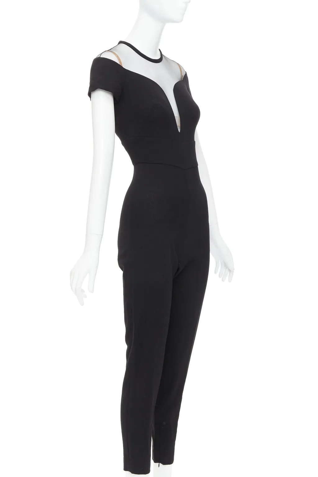 La Perla Sheer Wool Jumpsuit Black Wool Never worn, with tag - Inside View
