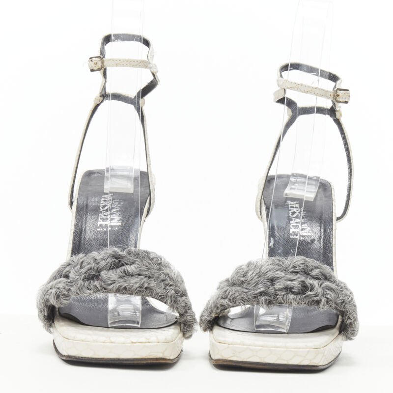 Gianni Versace Shearling Cone Sandals - Image 6