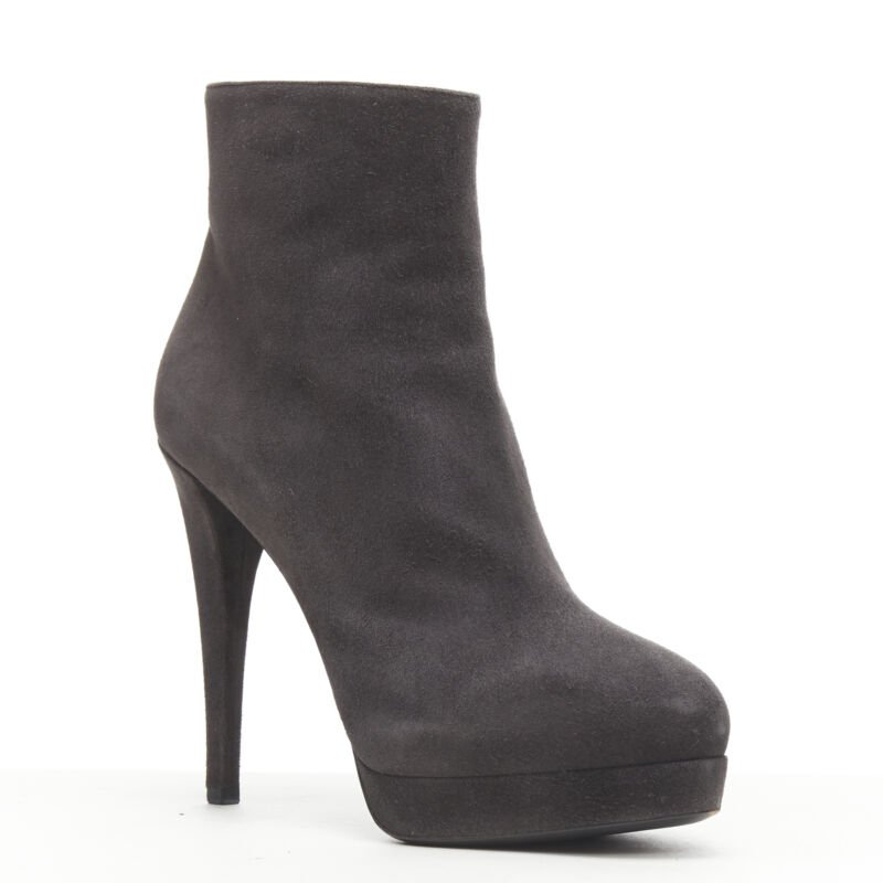 Yves Saint Laurent Almond Toe Platform Boots - Back view