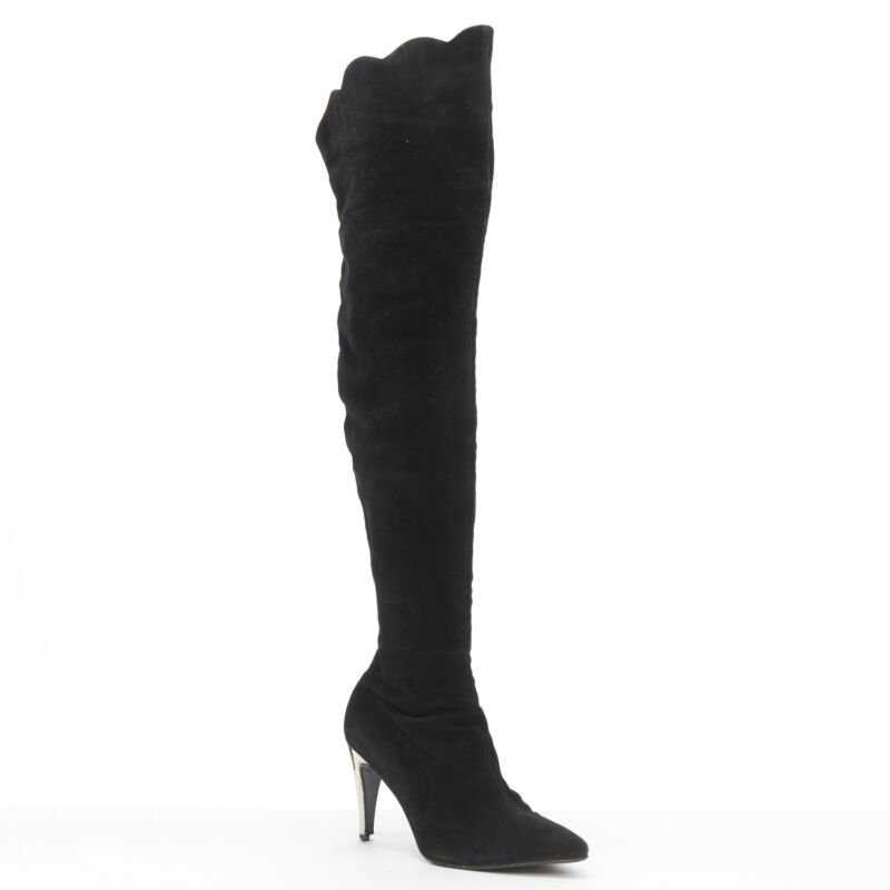 Gianni Versace Stitch Cutout Heel Boots - Back view