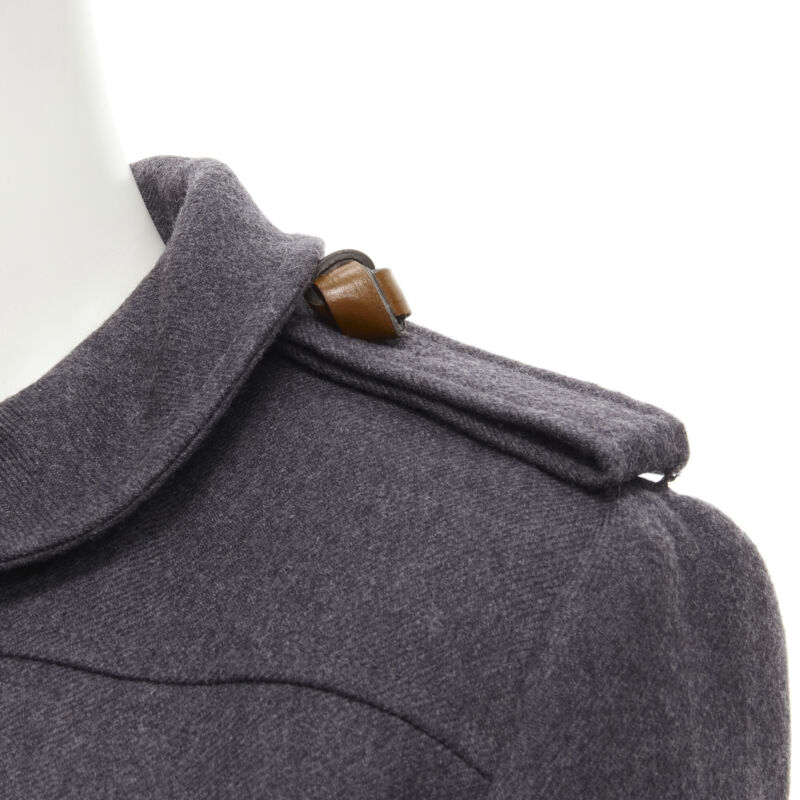 Valentino Garavani Grey Ruffle Military Jacket - Back view