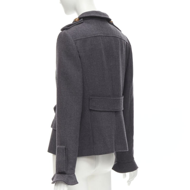 Valentino Garavani Grey Ruffle Military Jacket - Detail 1