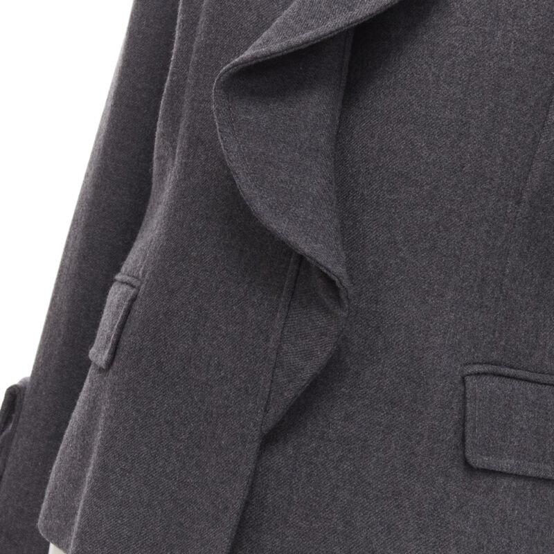 Valentino Garavani Grey Ruffle Military Jacket - Detail 2