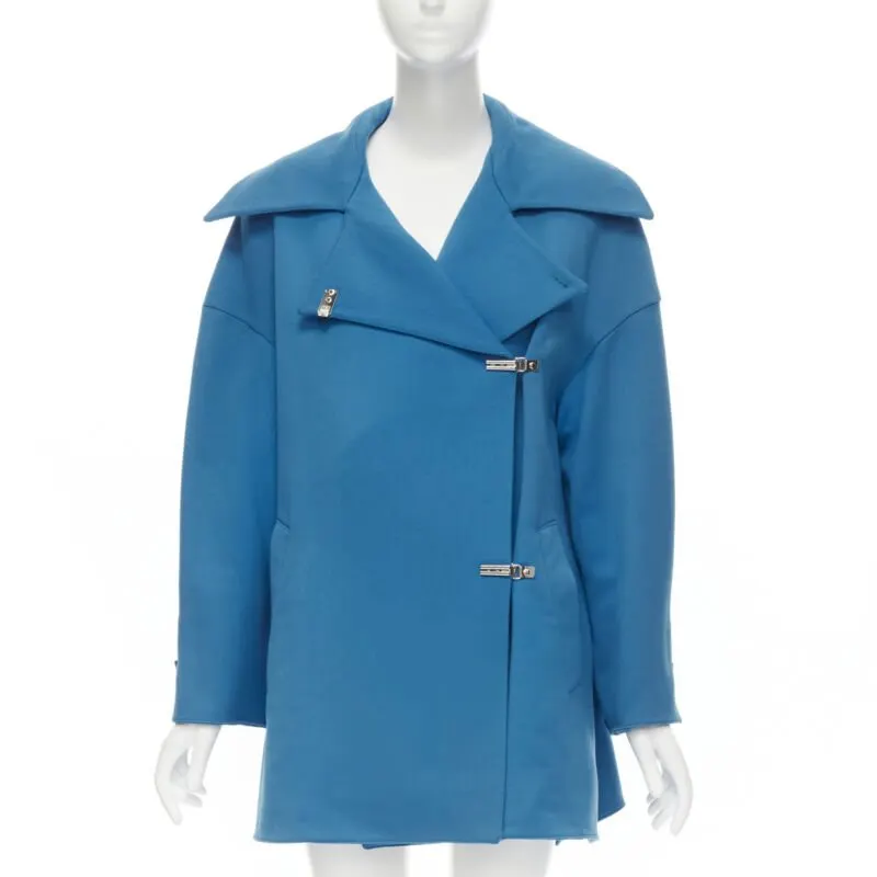 Claude Montana Blue Oversized Wool Coat Blue Wool Very good - Front View