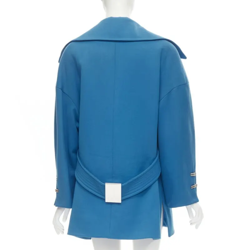 Claude Montana Blue Oversized Wool Coat Blue Wool Very good - Box View