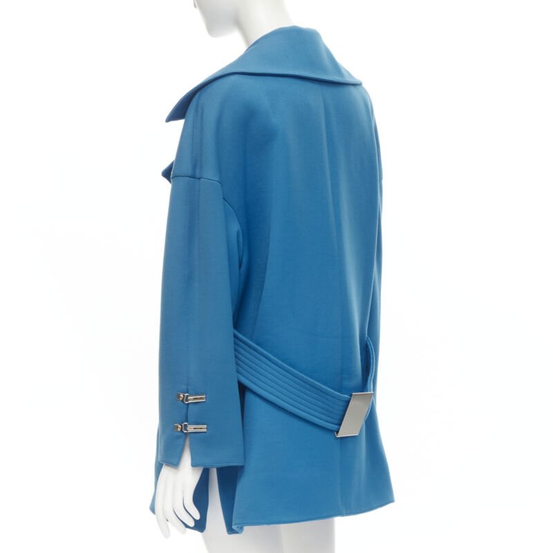 Claude Montana Blue Oversized Wool Coat - Detail 1