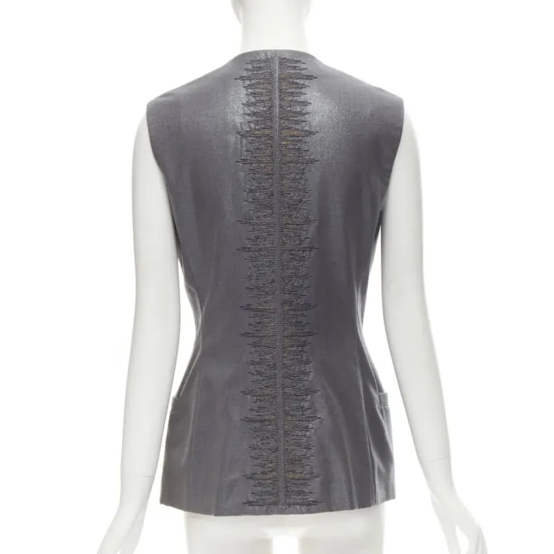 Gianni Versace Silver Lurex Vest Silver Wool Very good - Front View