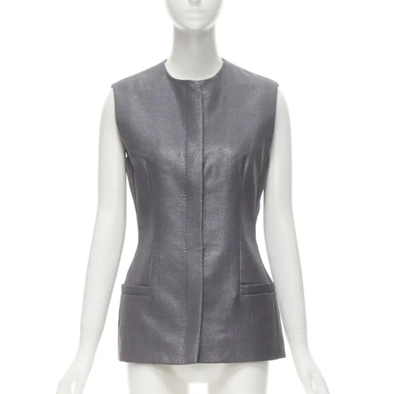 Gianni Versace Silver Lurex Vest Silver Wool Very good - Inside View