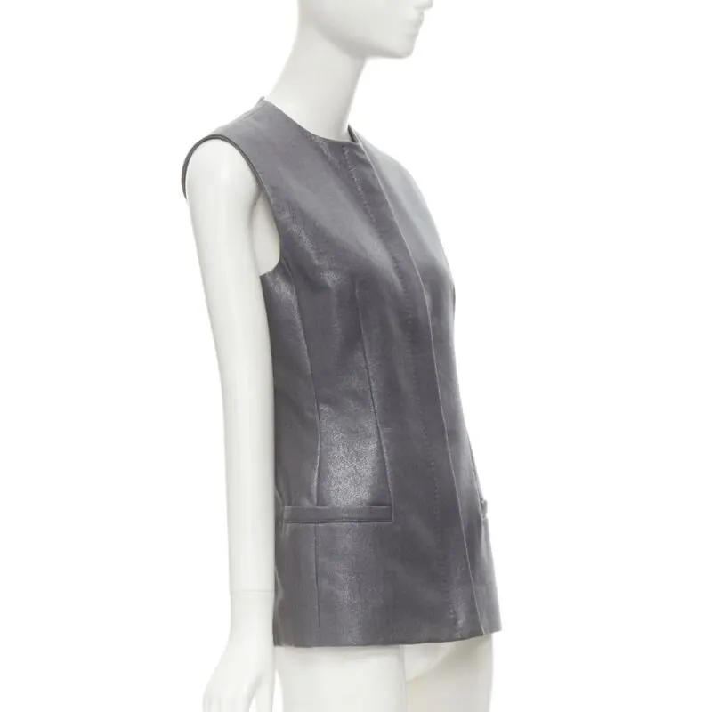 Gianni Versace Silver Lurex Vest Silver Wool Very good - Model View