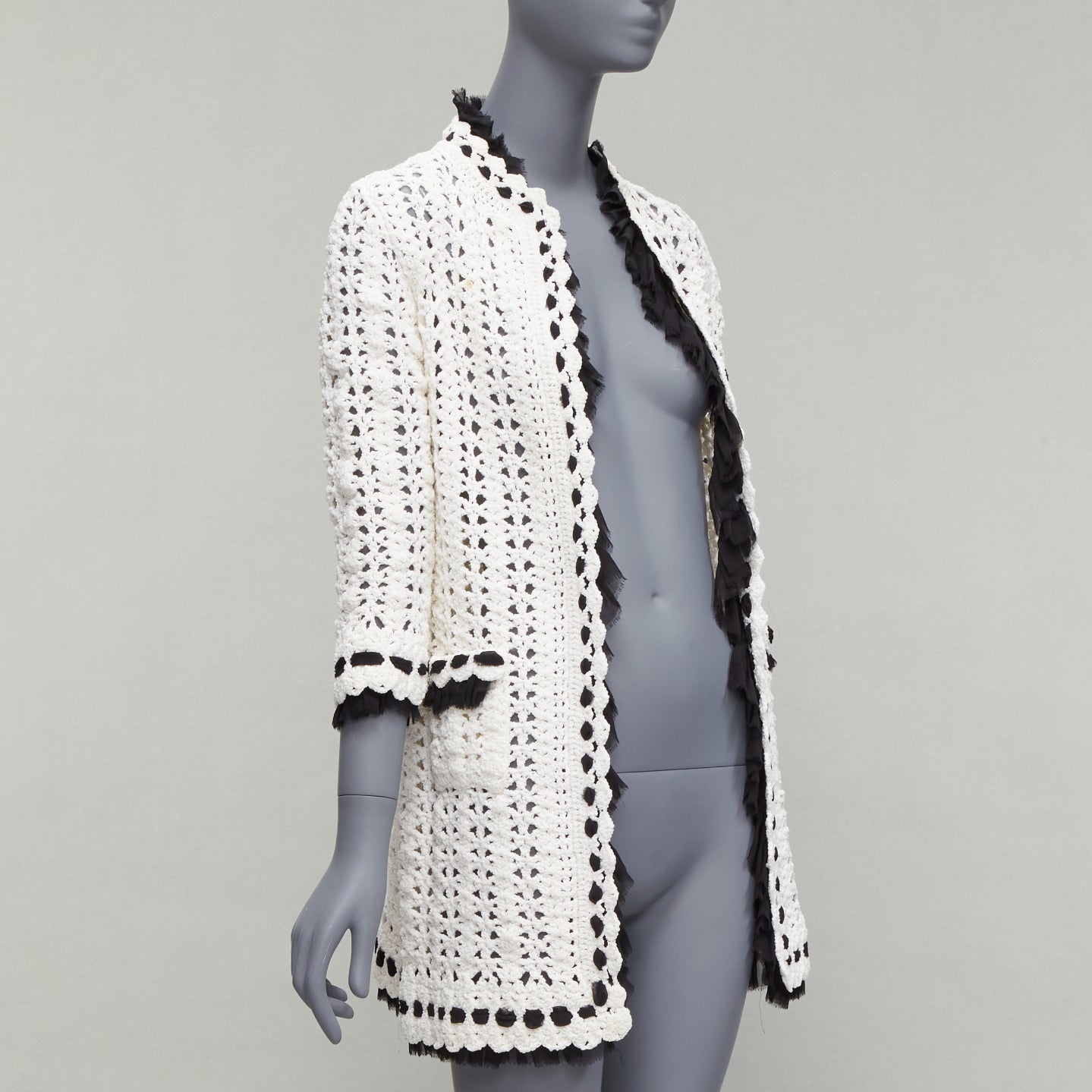 Chanel Crochet Knit Cardigan Coat - Image 6