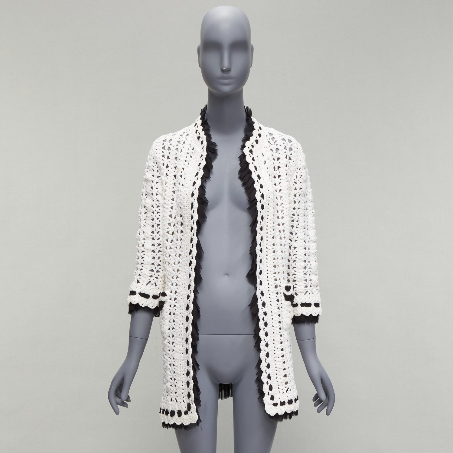 Chanel Crochet Knit Cardigan Coat - Image 11
