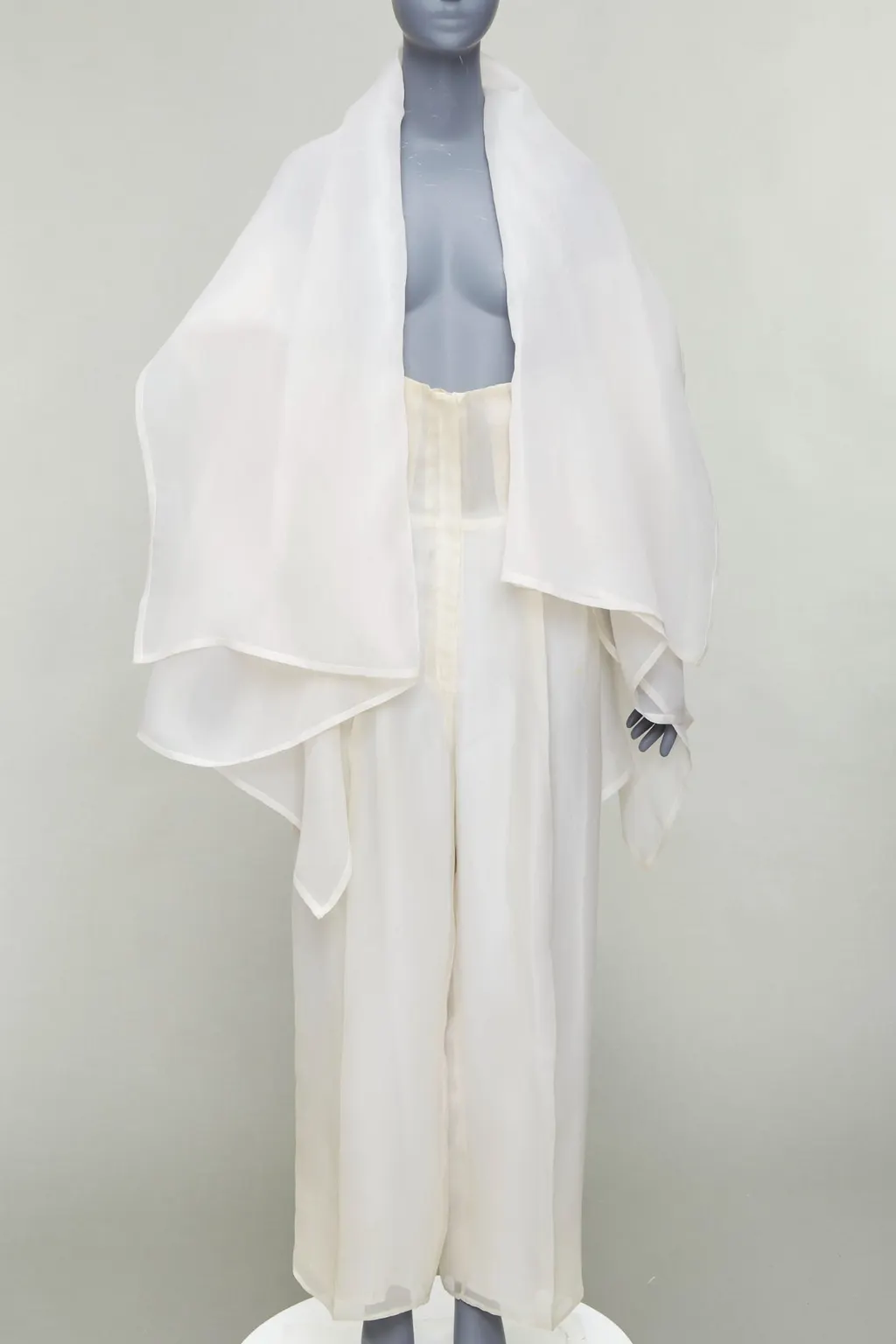 Dolce & Gabbana Ivory Coat Pantsuit Beige Silk Fair - Back View