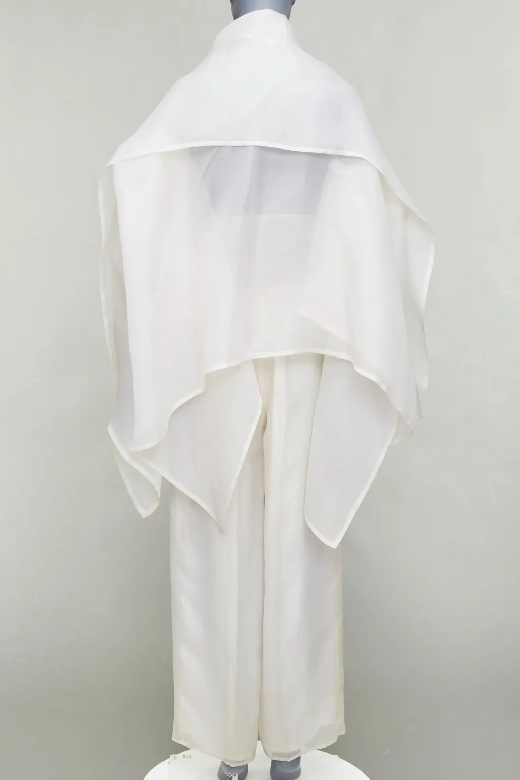 Dolce & Gabbana Ivory Coat Pantsuit Beige Silk Fair - Model View