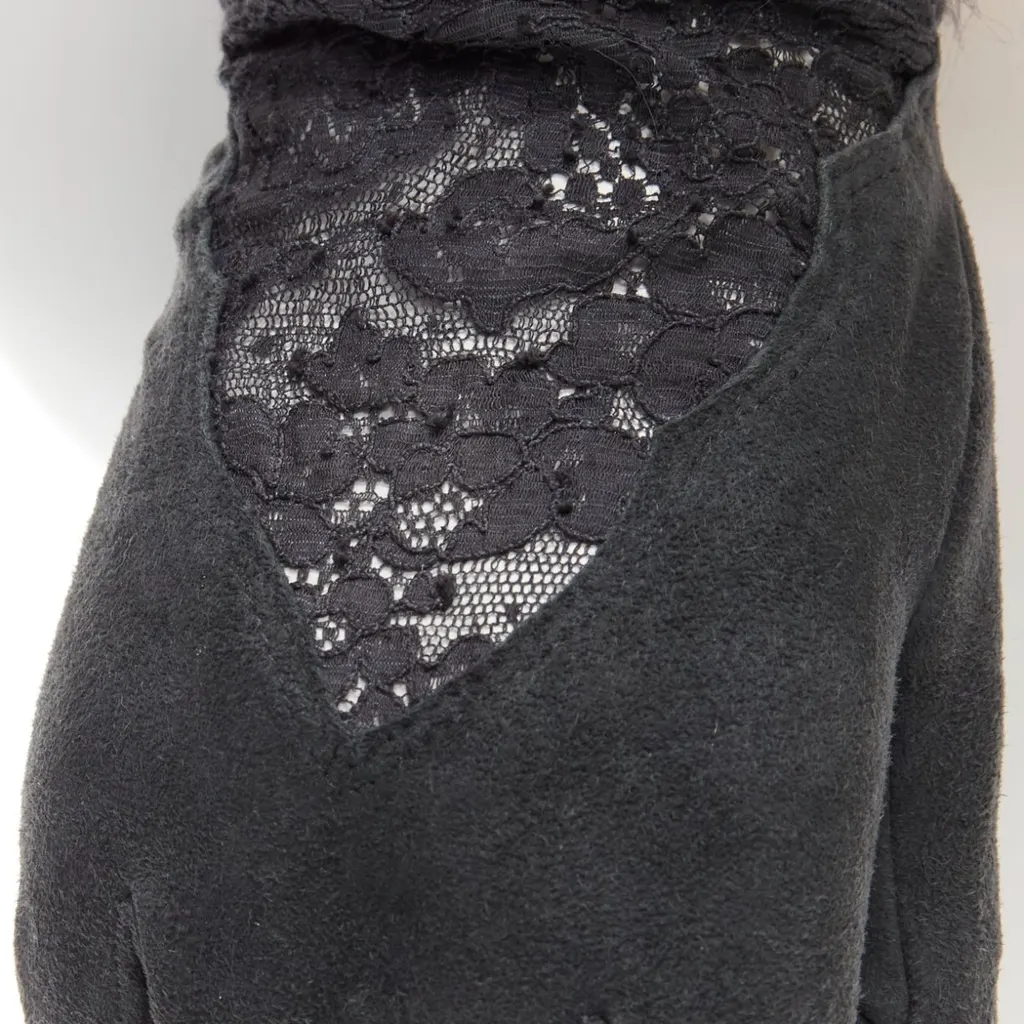 Dior Yellow Cutout Gloves Grey Leather Good - Model View