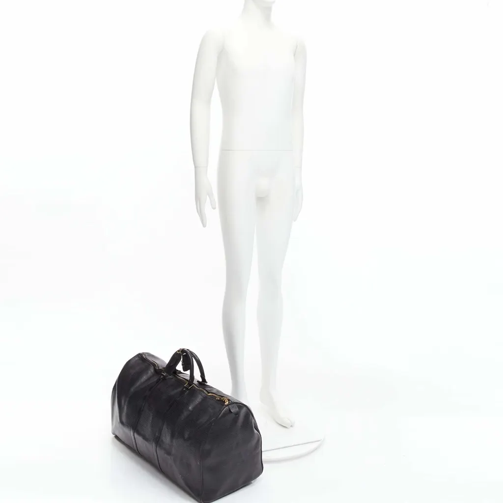 Louis Vuitton Keepall 60 Black Leather Fair - Back View