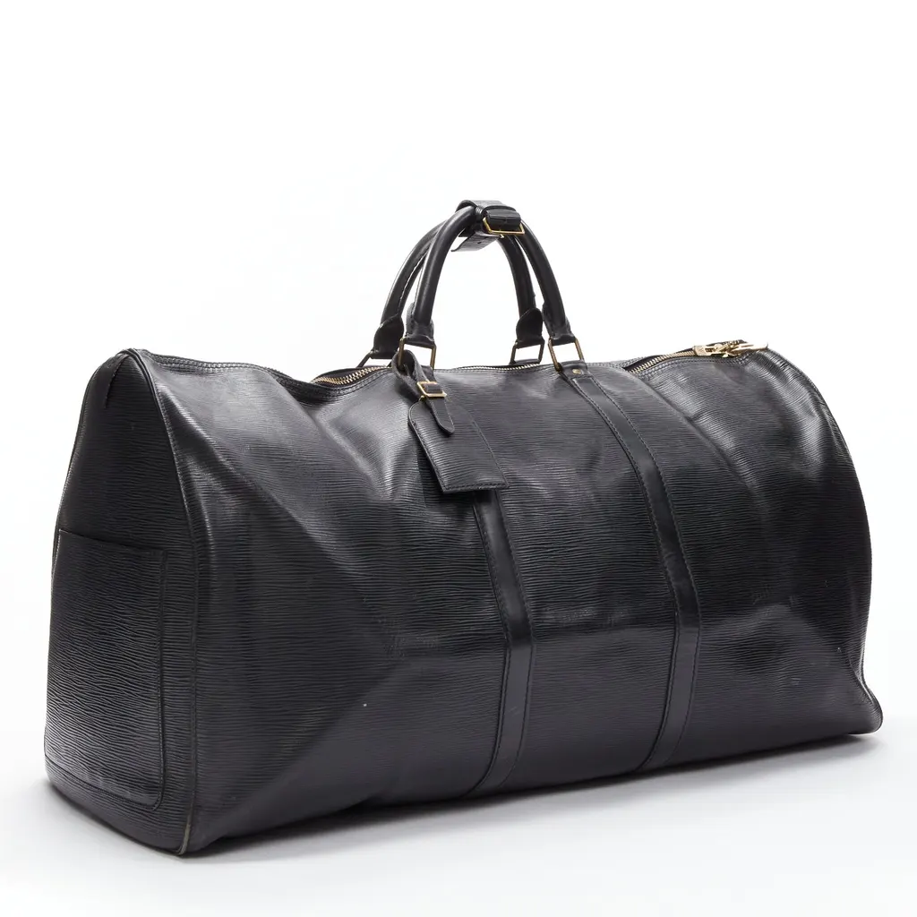 Louis Vuitton Keepall 60 Black Leather Fair - Inside View