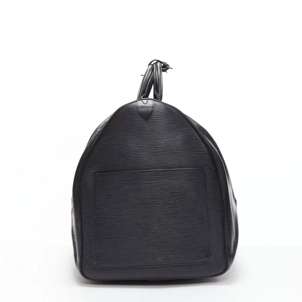 Louis Vuitton Keepall 60 Black Leather Fair - Model View