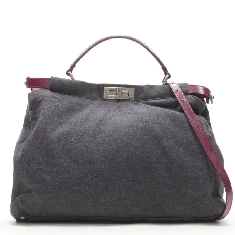 Fendi Scaled Evening Clutch Grey Wool Never worn - Front View