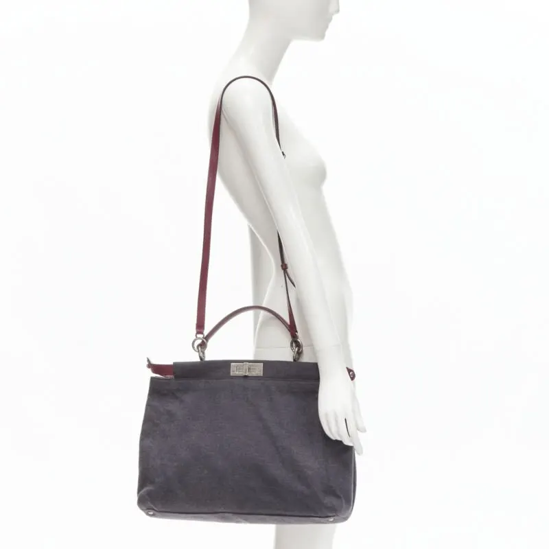 Fendi Scaled Evening Clutch Grey Wool Never worn - Back View