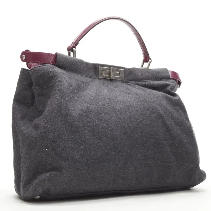 Fendi Scaled Evening Clutch Grey Wool Never worn - Inside View