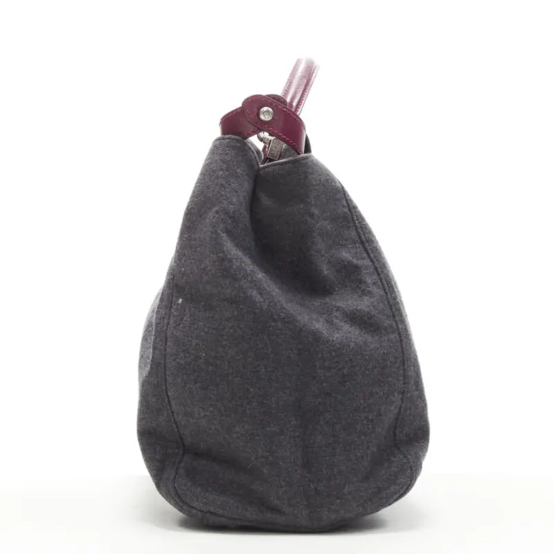 Fendi Scaled Evening Clutch Grey Wool Never worn - Model View