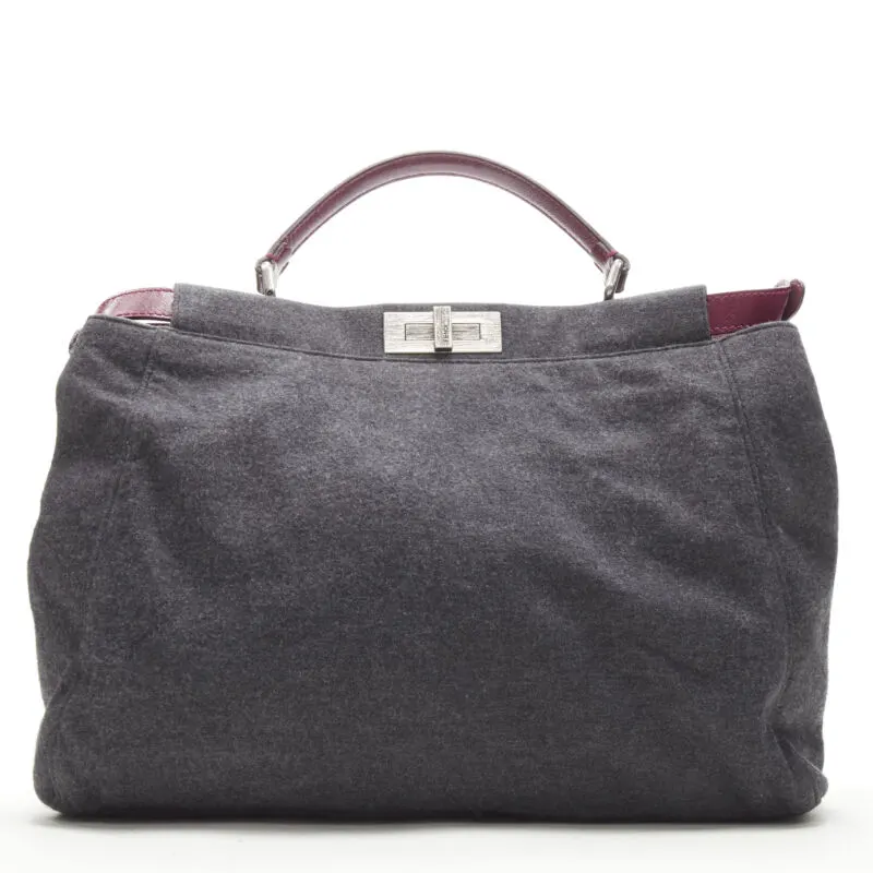 Fendi Scaled Evening Clutch Grey Wool Never worn - Box View