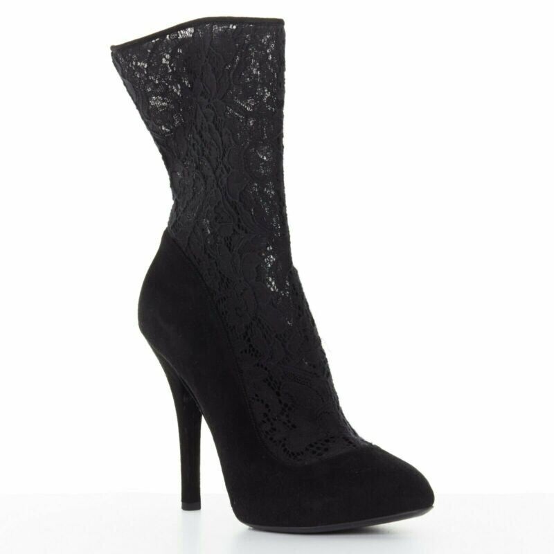 Dolce & Gabbana Floral Mesh Sock Booties - Back view