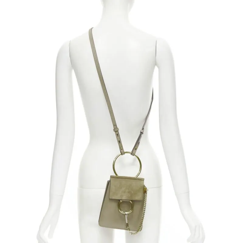 Chloé Double Flap Clutch Grey Suede Very good - Back View