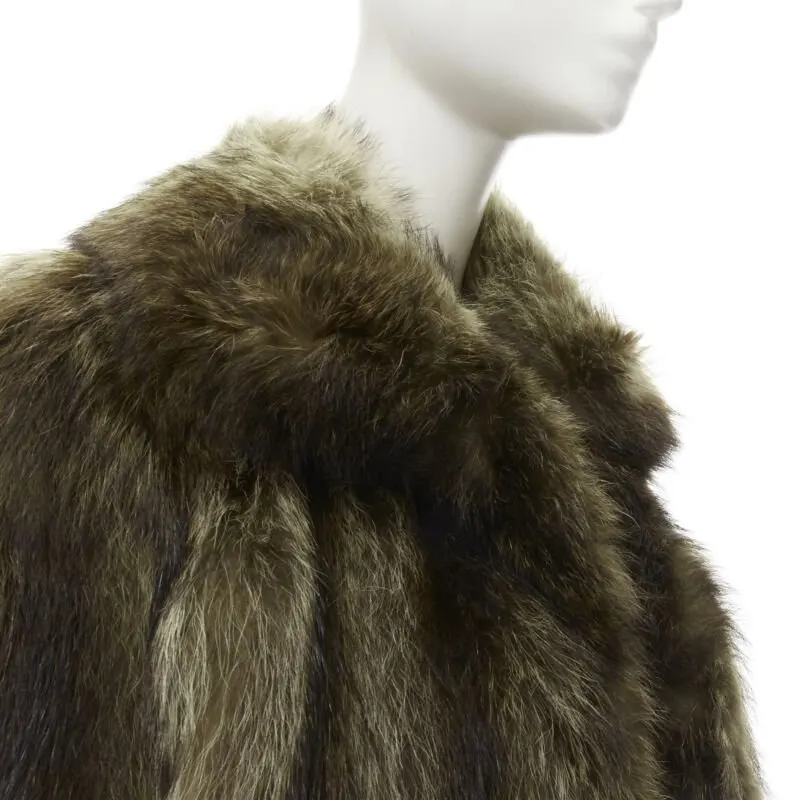 Unsigned Black Gold Trim Bomber Brown Fur Very good - Back View