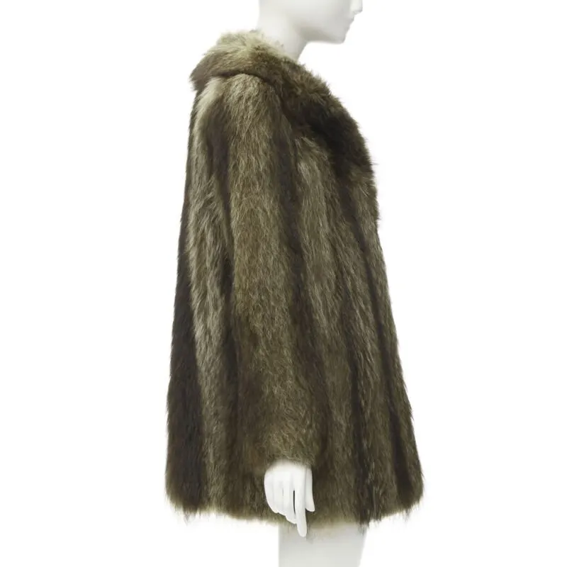 Unsigned Black Gold Trim Bomber Brown Fur Very good - Model View