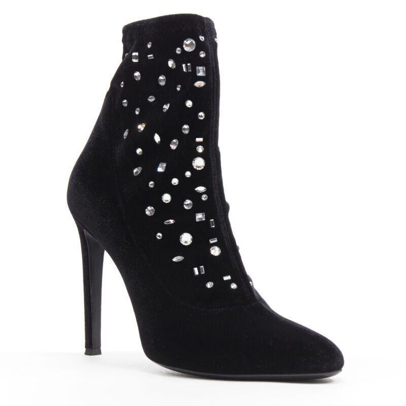 Giuseppe Zanotti Velvet Jewel Sock Booties - Back view