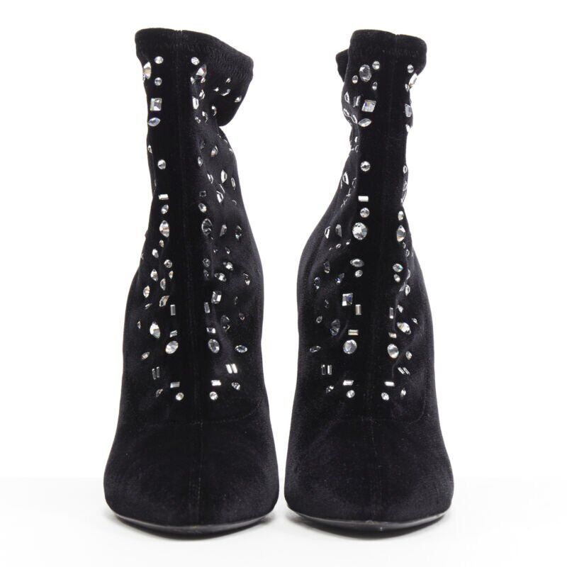 Giuseppe Zanotti Velvet Jewel Sock Booties - Image 6