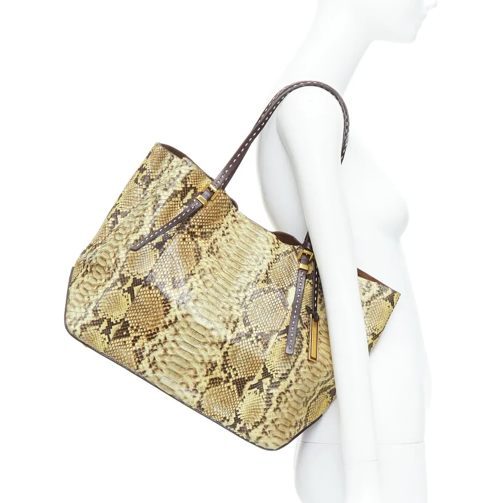Michael Kors Triomphe Canvas Tote Beige Leather Fair - Back View